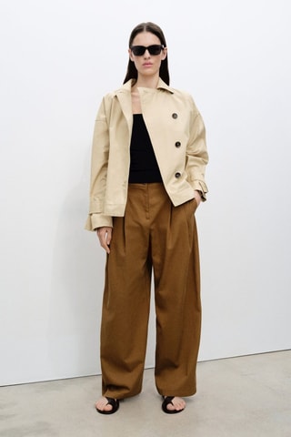 Trench court coton - Gris clair