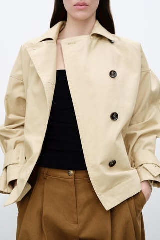 Trench court coton - Gris clair