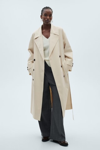 Trench long oversize double boutonnage - Ecru
