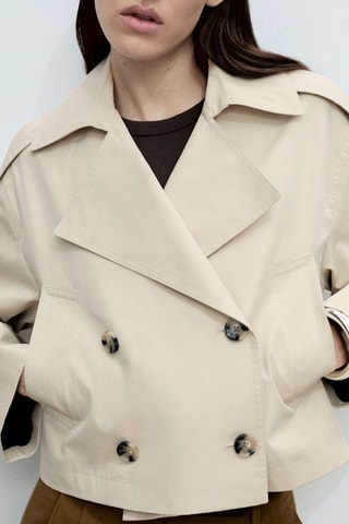 Trench crop double boutonnage - Gris clair