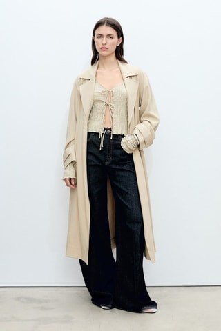 Soft Trenchcoat met Riem - Lichtgrijs