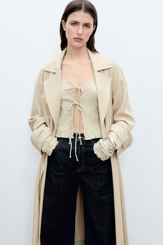Soft Trenchcoat met Riem - Lichtgrijs
