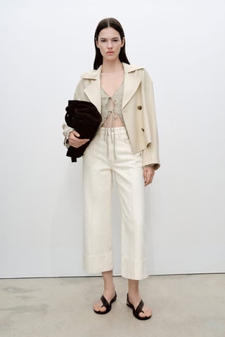 Trench crop double boutonnage - Gris clair