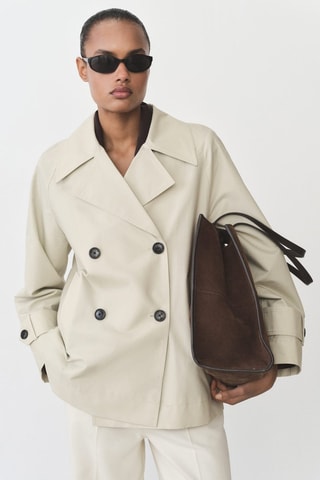 Trench court double boutonnage - Gris clair