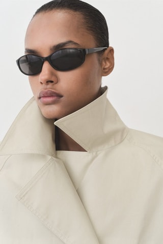 Trench court double boutonnage - Gris clair