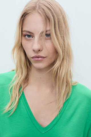 T-shirt col en V - Vert