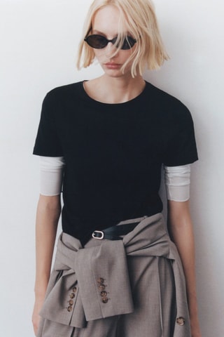 T-shirt coton manches courtes - Noir