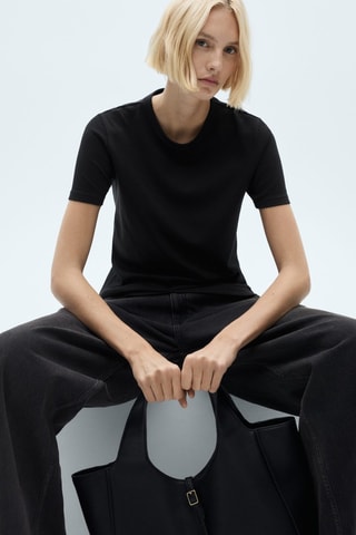 T-shirt coton manches courtes - Noir