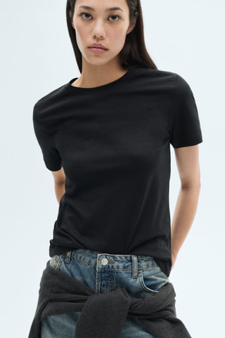 T-shirt coton manches courtes - Noir