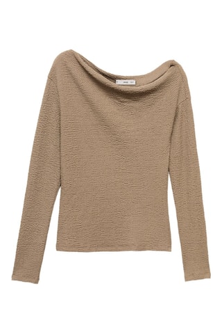 T-shirt met asymmetrische hals - Olijfgroen