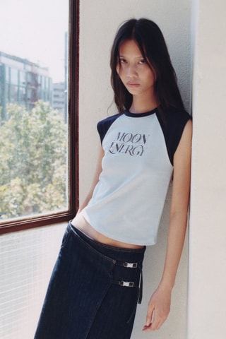 T-shirt coton imprimé - Bleu