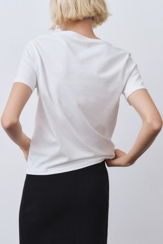 T-shirt coton col en V - Blanc