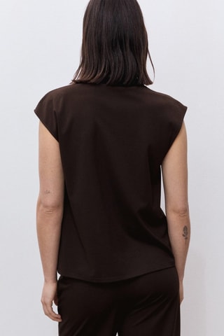 T-shirt de grossesse à col drapé - Chocolat