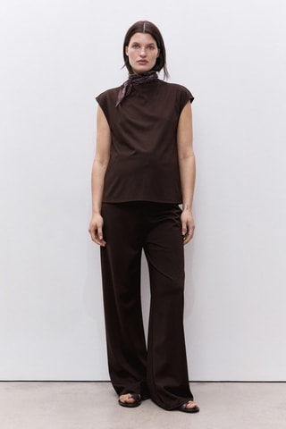 T-shirt de grossesse à col drapé - Chocolat