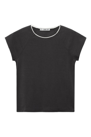 Katoenen T-shirt met contrasterend bies - Grijs