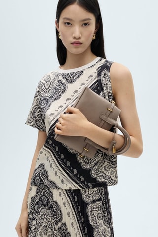 T-shirt asymétrique en imprimé cachemire - Ecru