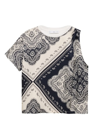 T-shirt asymétrique en imprimé cachemire - Ecru