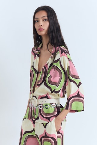 Blouse à imprimé géométrique - Ecru