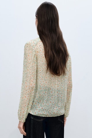 Top met Print en Bloemenmotief met Strikje - Groen