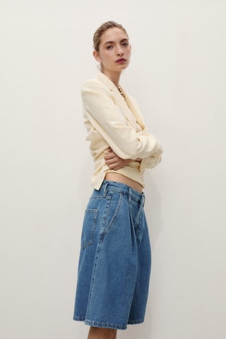 Bermuda jorts en denim à pinces - Bleu