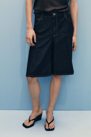 Bermuda jorts en denim taille haute - Bleu