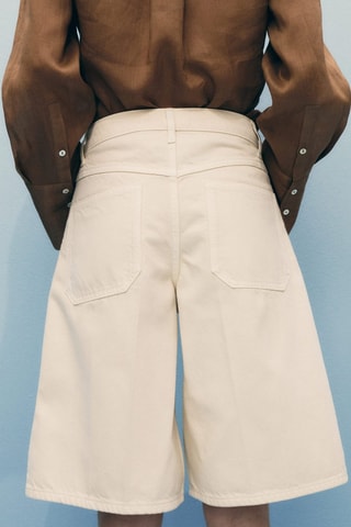 Bermuda jorts en denim taille haute - Blanc