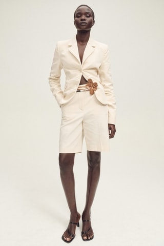 Bermuda de costume lin mélangé - Ecru