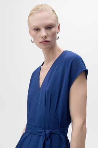 Combinaison imprimée avec ceinture - Bleu foncé