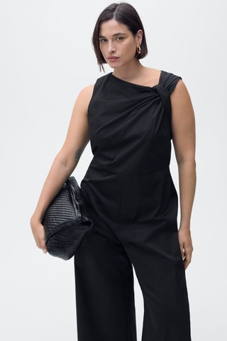 Combinaison jupe-culotte col bénitier - Noir