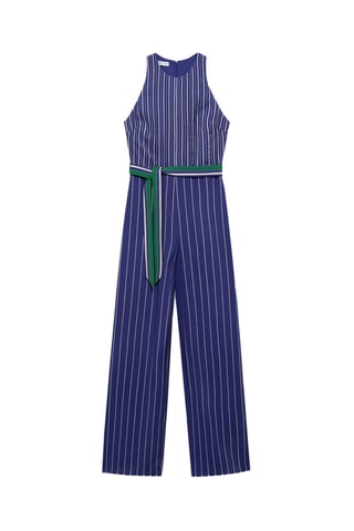 Combinaison rayures ceinture - Bleu