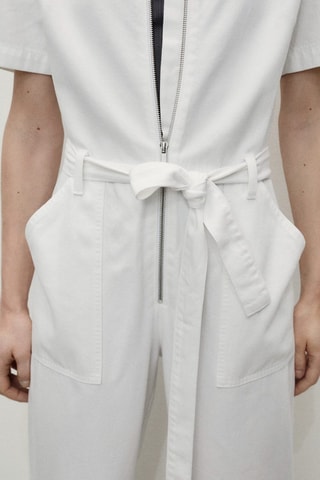 Combinaison jean ceinture - Blanc