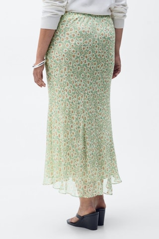 Jupe longue évasée fleurs - Vert