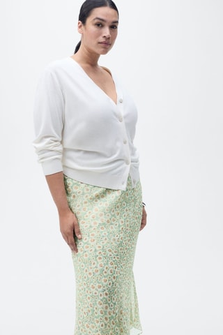 Jupe longue évasée fleurs - Vert