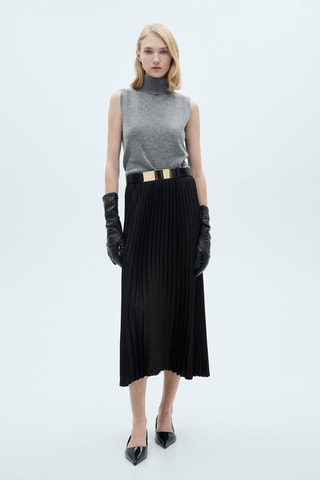 Jupe droite plissée - Noir