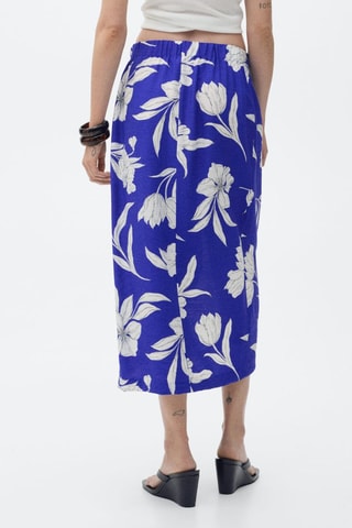 Jupe portefeuille à fleurs - Bleu