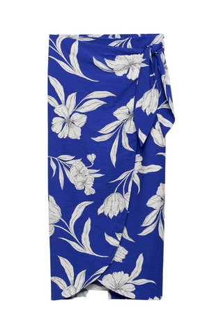 Jupe portefeuille à fleurs - Bleu