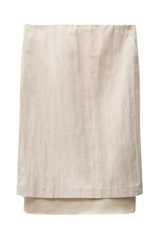 Jupe midi en lin mélangé combinée - Gris clair