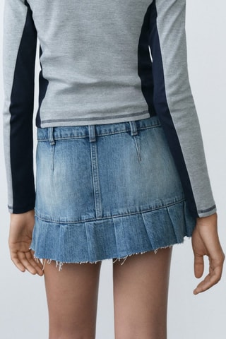 Minijupe en jean plissée - Bleu