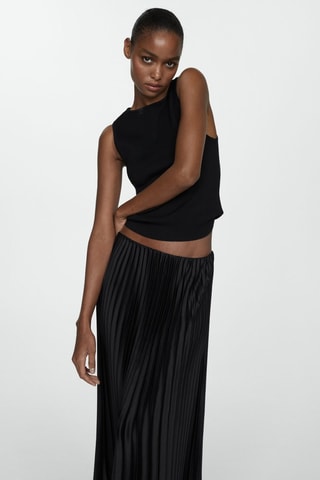 Jupe plissée satinée - Noir
