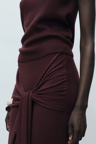Jupe maille détail noeud - Chocolat