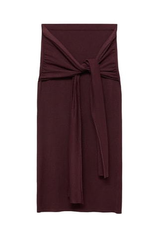 Jupe maille détail noeud - Chocolat