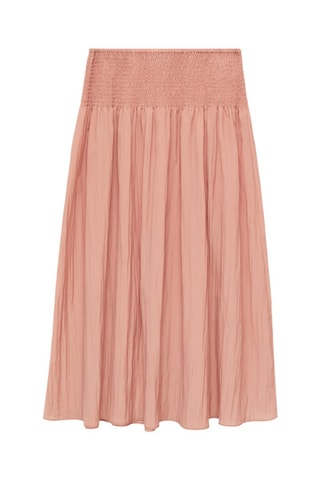 Jupe midi empiècement froncé - Rose