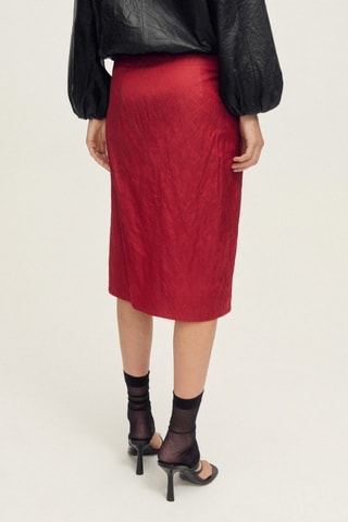 Jupe texturée à noeud multiposition - Rouge