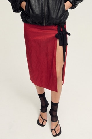 Jupe texturée à noeud multiposition - Rouge