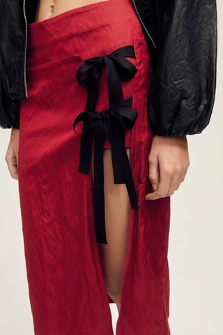 Jupe texturée à noeud multiposition - Rouge