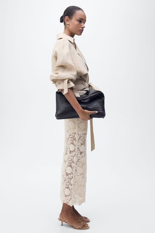 Jupe longue crochet à fleurs - Ecru
