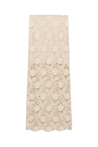 Jupe longue crochet à fleurs - Ecru