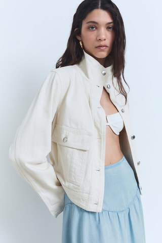 Jupe midi soft denim détail froncé - Bleu