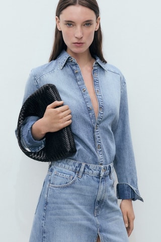 Jupe midi denim - Bleu