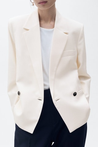 Blazer double boutonnage contrasté - Blanc